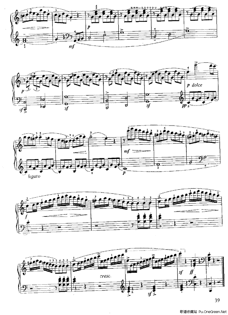 小奏鸣曲(op.20 no.1) 键盘类 钢琴_钢琴乐谱图片